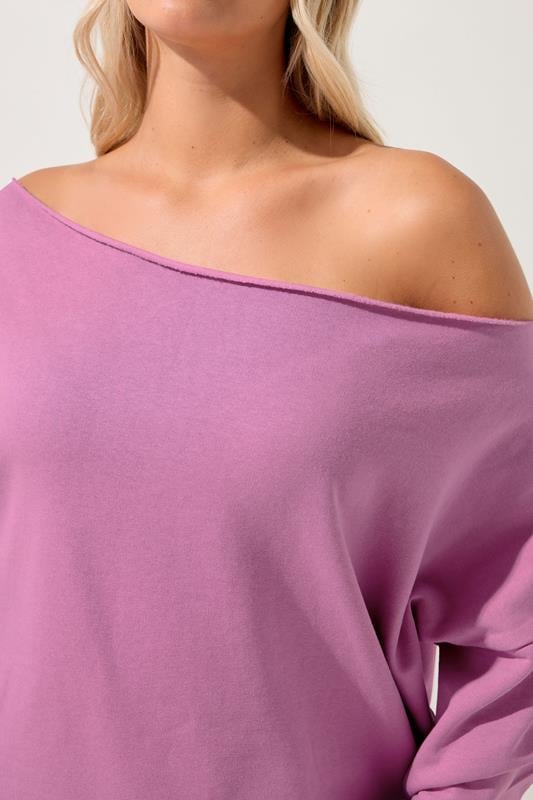 Evans YOURS Curve Pink Off Shoulder Sweatshirt