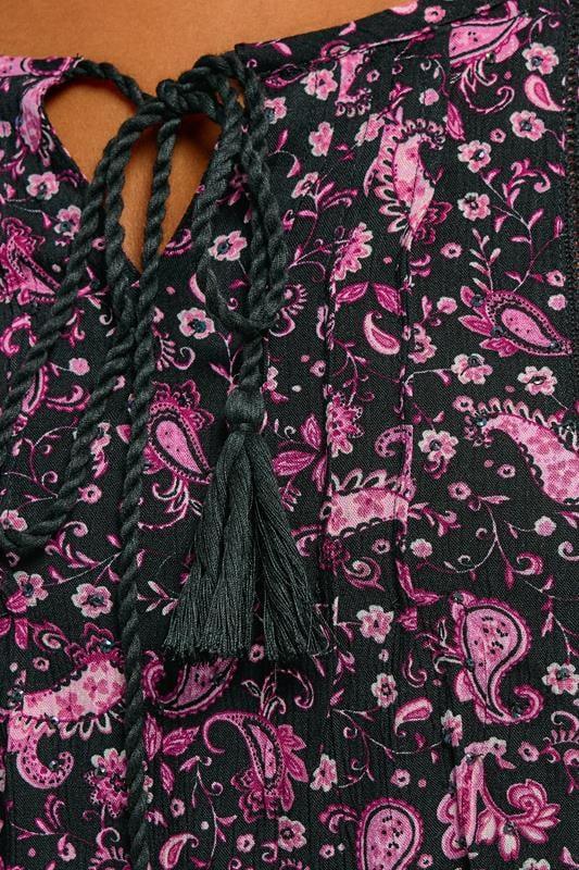 Evans YOURS Curve Pink Paisley Print Tie Front Top