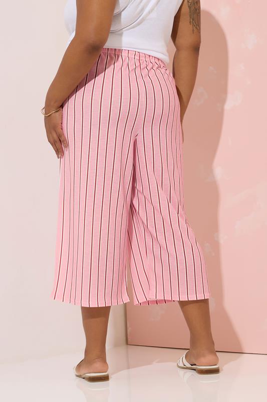 Evans YOURS Curve Pink & Red Stripe Culottes