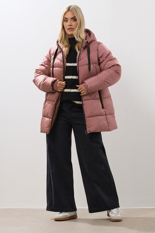 Evans YOURS Curve Pink Short Padded Coat