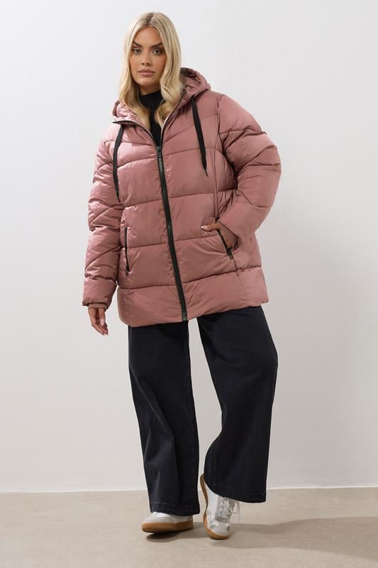 Evans YOURS Curve Pink Short Padded Coat