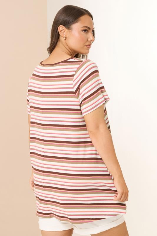 Evans YOURS Curve Pink Stripe Swing Top