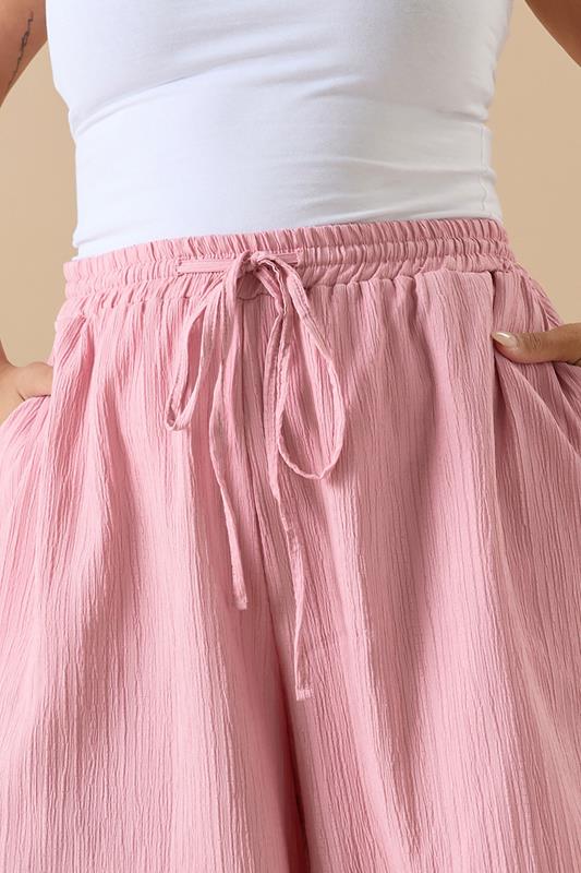 Evans YOURS Curve Pink Textured Tie Front Shorts
