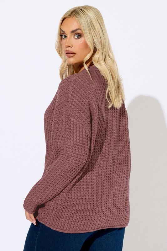 Evans YOURS Curve Pink Waffle Knit Jumper