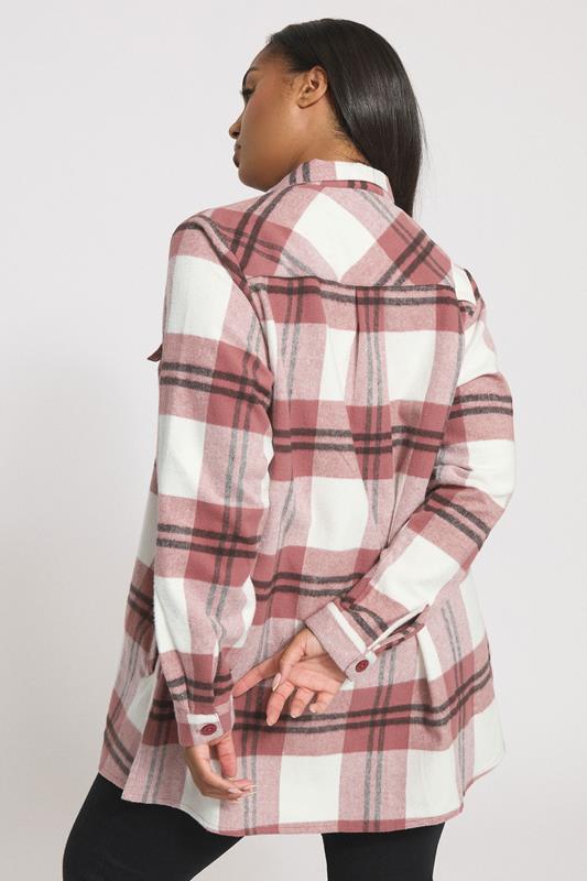 Evans YOURS Curve Pink & White Check Shacket