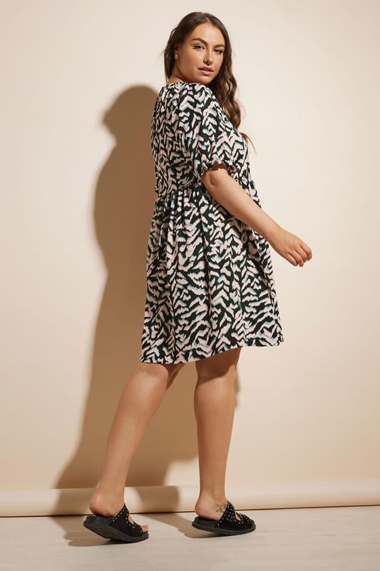 Evans YOURS Curve Pink Zebra Print Textured Dress