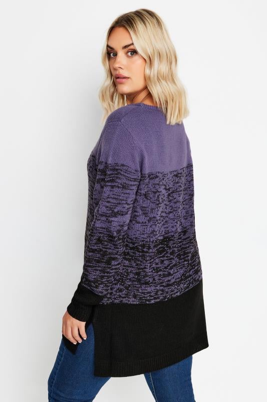 Evans YOURS Curve Purple Colourblock Jumper
