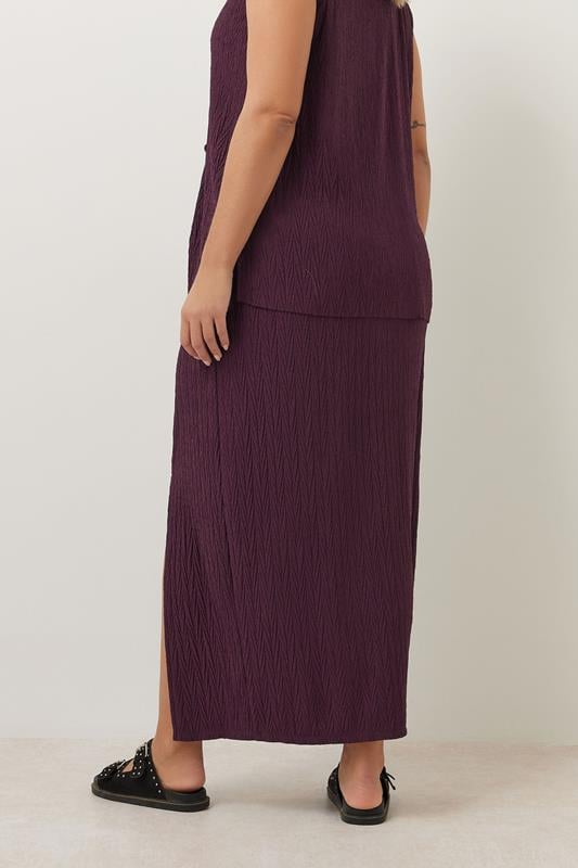 Evans YOURS Curve Purple Crinkle Plisse Maxi Skirt