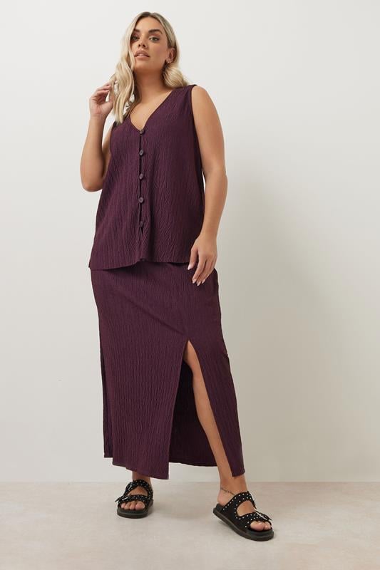Evans YOURS Curve Purple Crinkle Plisse Waistcoat