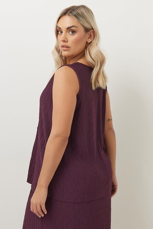 Evans YOURS Curve Purple Crinkle Plisse Waistcoat