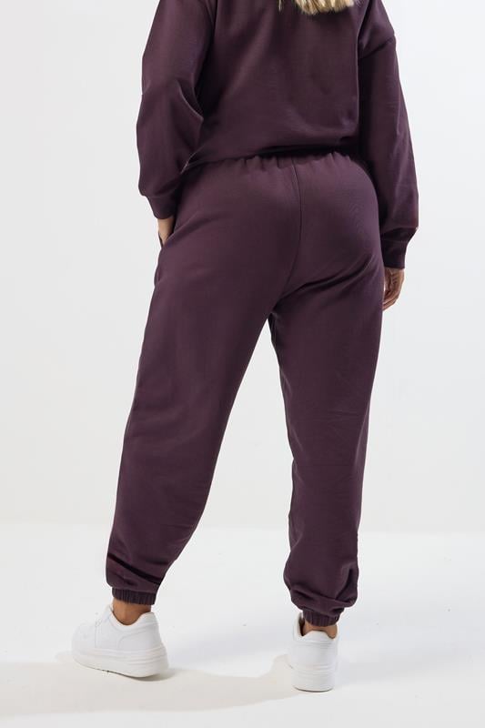 Evans YOURS Curve Purple Cuffed Leg Joggers