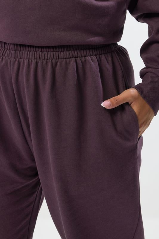 Evans YOURS Curve Purple Cuffed Leg Joggers