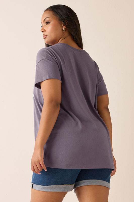 Evans YOURS Curve Purple Daisy Heart Print T-Shirt