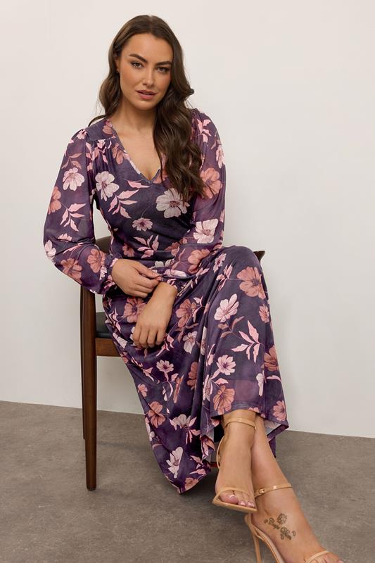 Evans YOURS Curve Purple Floral Maxi Dress