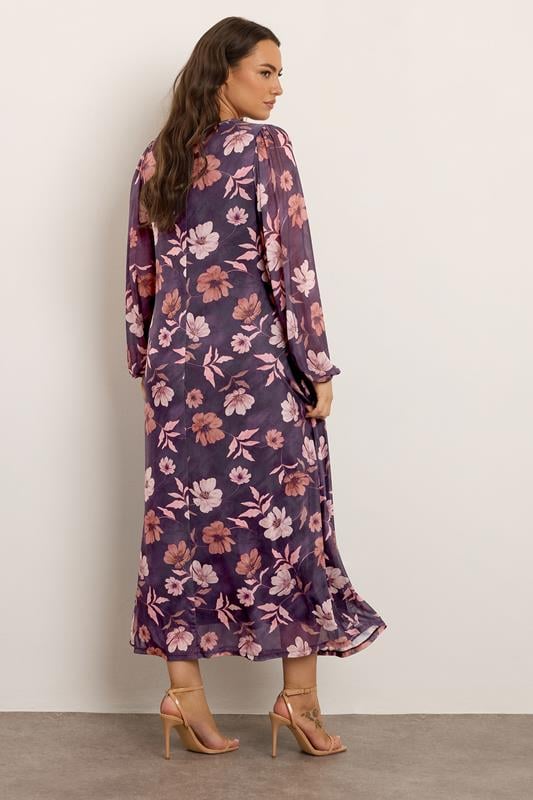 Evans YOURS Curve Purple Floral Maxi Dress