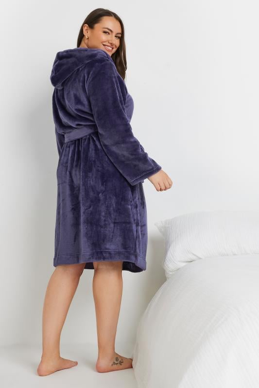 Evans YOURS Curve Purple Hooded Dressing Gown