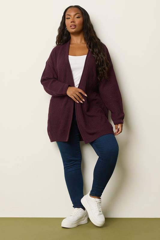 Evans YOURS Curve Purple Knitted Cardigan