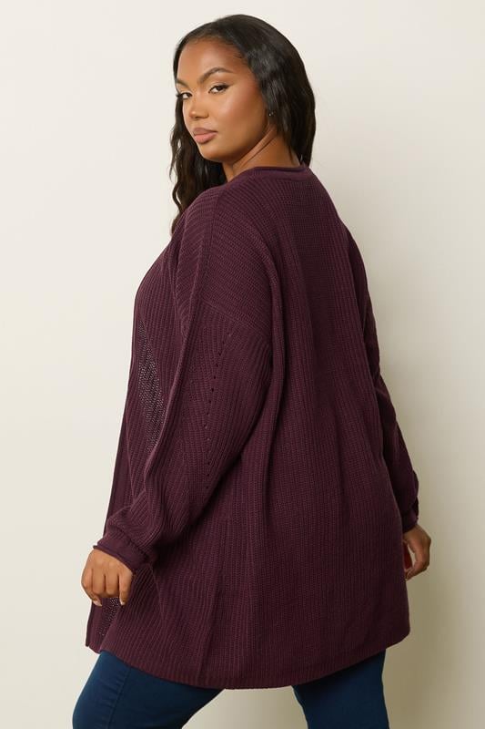 Evans YOURS Curve Purple Knitted Cardigan