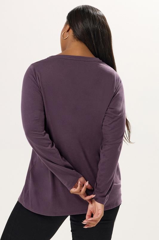 Evans YOURS Curve Purple Long Sleeve Core T-Shirt