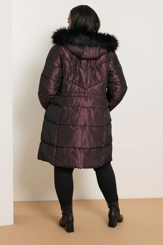 Evans YOURS Curve Purple Puffer Midi Coat
