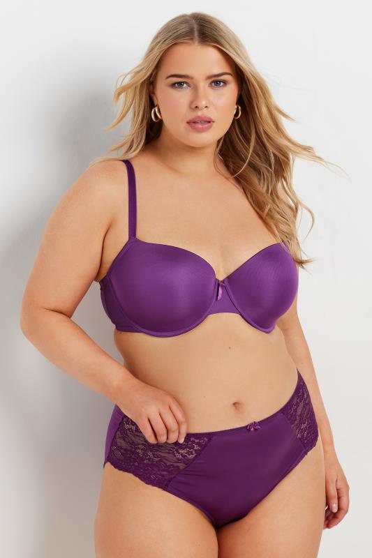 Evans YOURS Curve Purple Satin Full Briefs