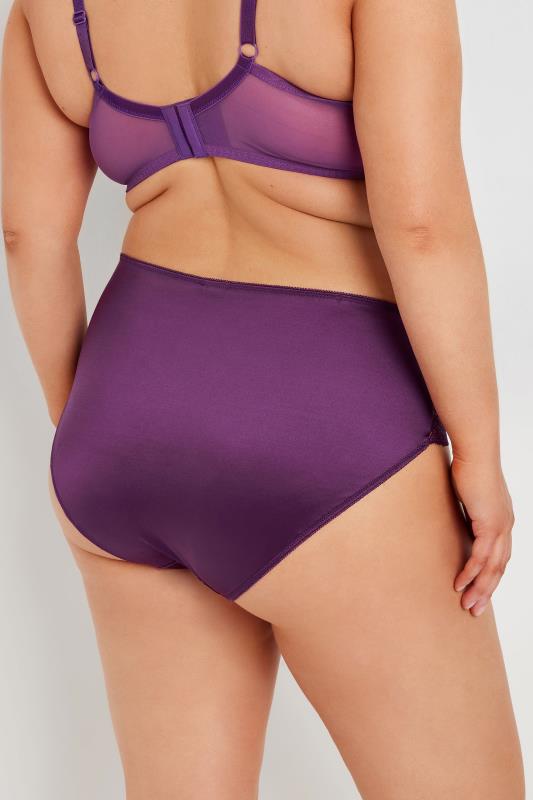 Evans YOURS Curve Purple Satin Full Briefs