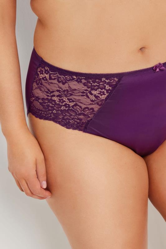 Evans YOURS Curve Purple Satin Full Briefs