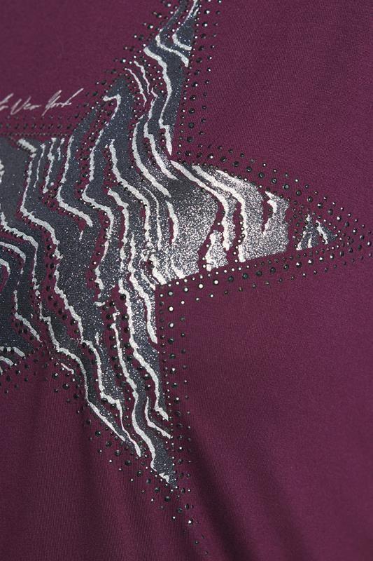 Evans YOURS Curve Purple Star Print T-Shirt