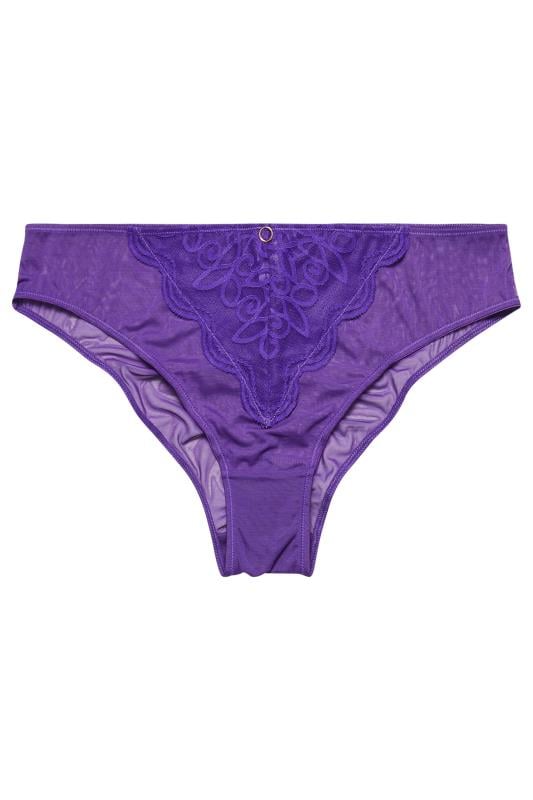 Evans YOURS Curve Purple Swirl Lace High Leg Brief