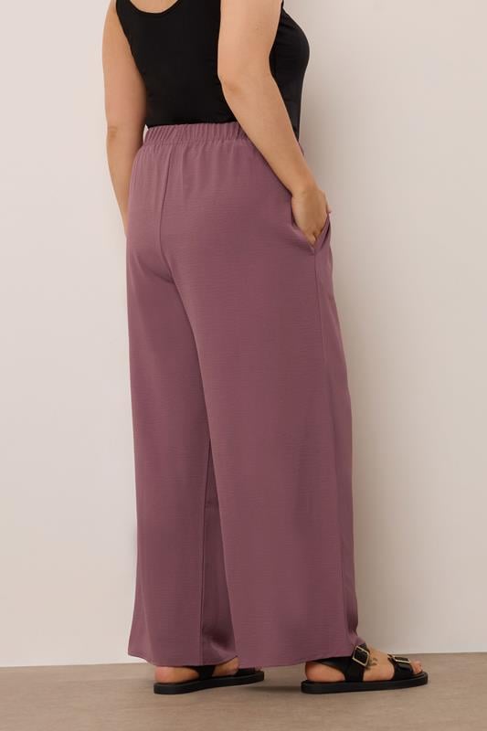 Evans YOURS Curve Purple Twill Wide Leg Trousers