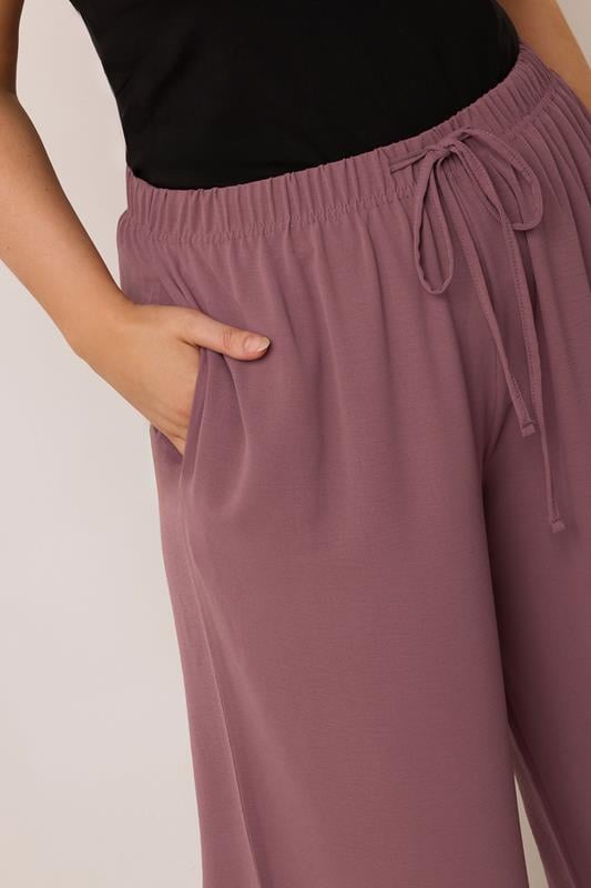 Evans YOURS Curve Purple Twill Wide Leg Trousers