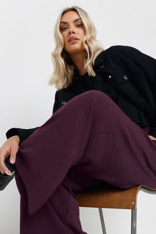 Evans YOURS Curve Purple Wide Leg Trousers