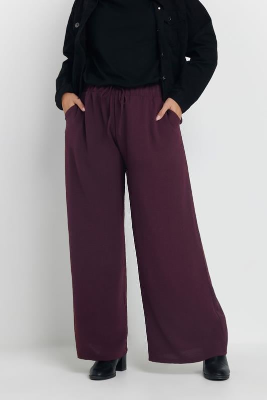 evans YOURS Curve Purple Wide Leg Trousers