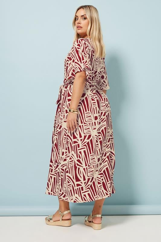 Evans YOURS Curve Red Abstract Textured Wrap Dress