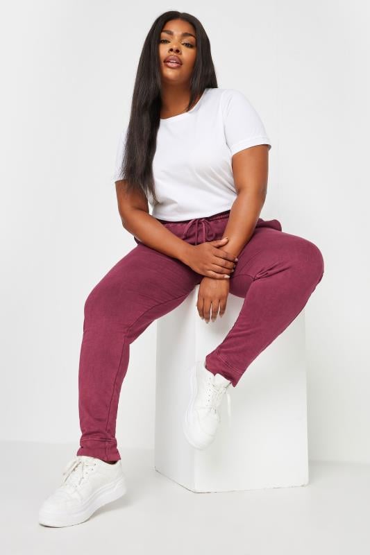 Evans YOURS Curve Red Acid Wash Joggers