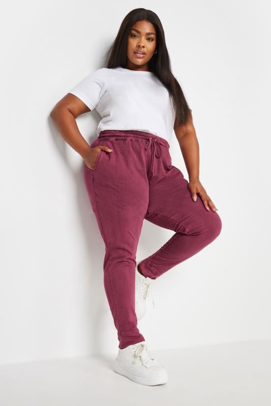 Evans YOURS Curve Red Acid Wash Joggers