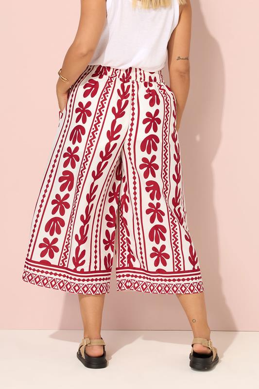 Evans YOURS Curve Red Aztec Leaf Midaxi Culottes