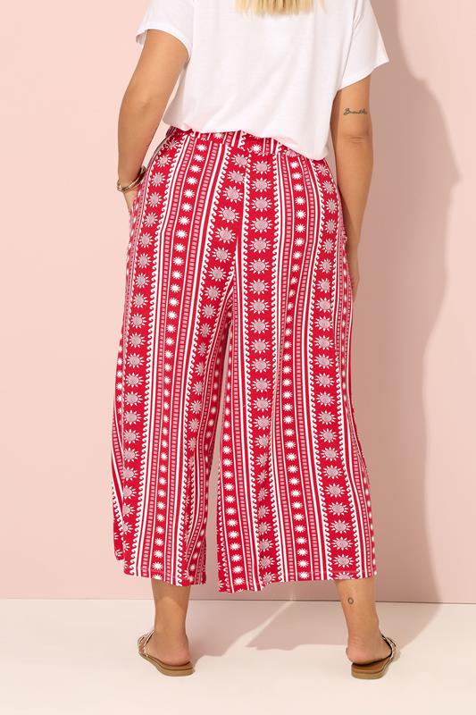 Evans YOURS Curve Red Aztec Print Midaxi Culottes