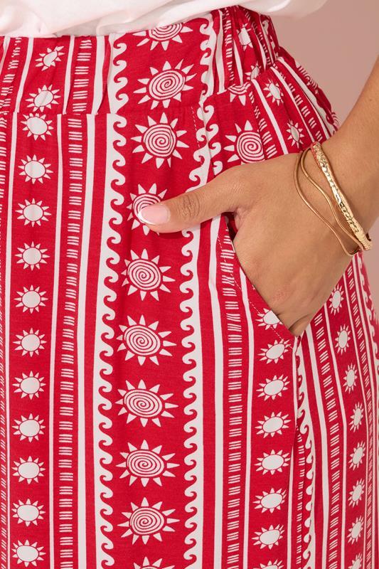 Evans YOURS Curve Red Aztec Print Midaxi Culottes