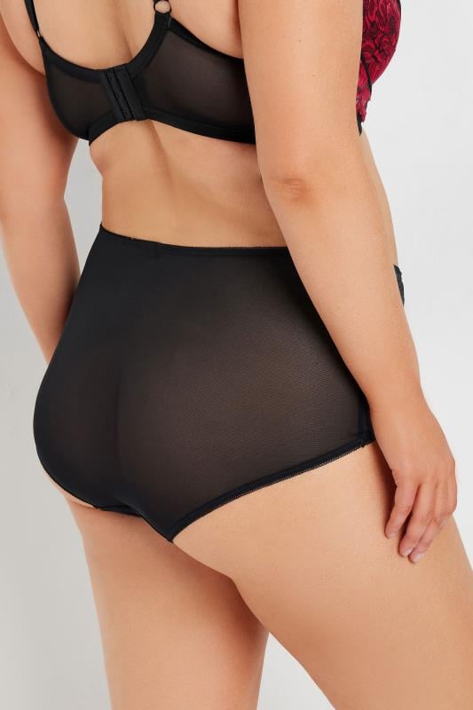 Evans YOURS Curve Red & Black Lace Detail Briefs