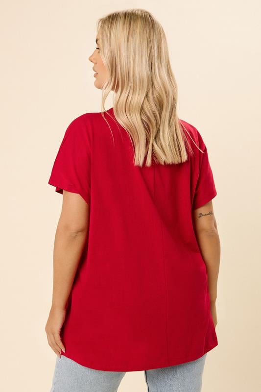 Evans YOURS Curve Red 'California' Slash Detail Top