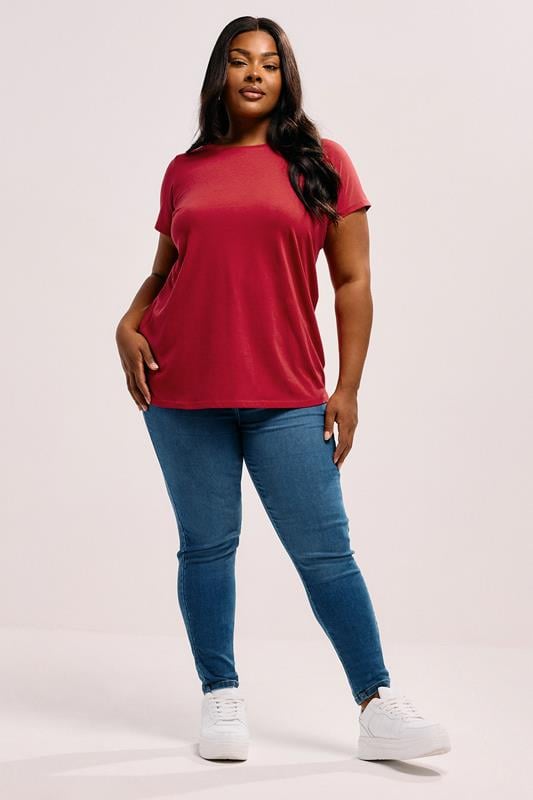 Evans YOURS Curve Red Core T-Shirt