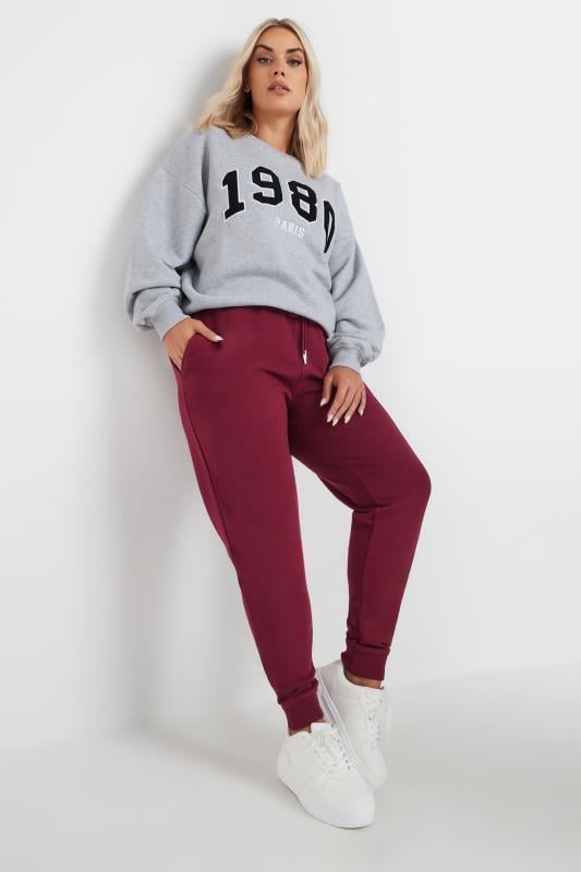 Evans YOURS Curve Red Elasticated Cuffed Joggers