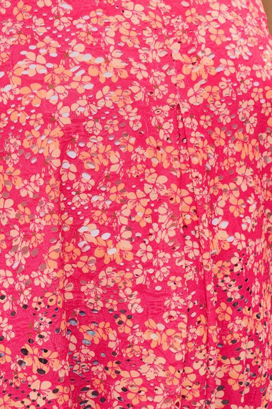 Evans YOURS Curve Red Floral Pointelle Vest Top