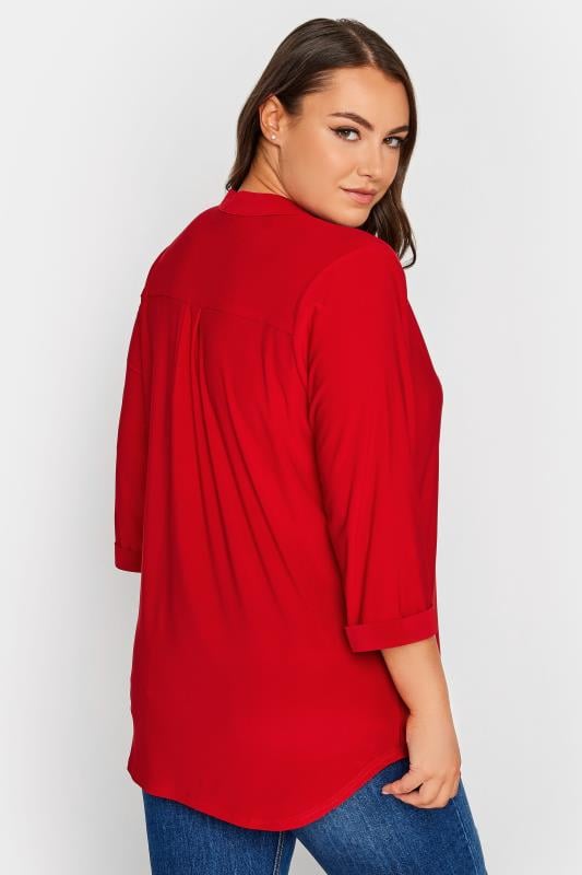 Evans YOURS Curve Red Half Placket Shirt