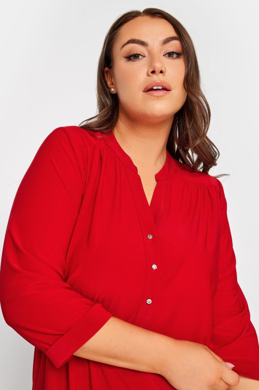 Evans YOURS Curve Red Half Placket Shirt