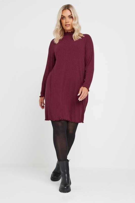 Evans YOURS Curve Red Lettuce Edge Tunic Dress