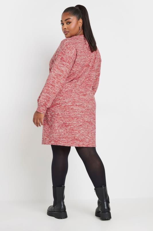 Evans YOURS Curve Red Marl Soft Touch Jumper Dress