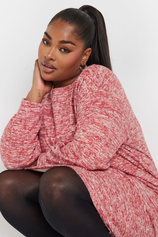 Evans YOURS Curve Red Marl Soft Touch Jumper Dress