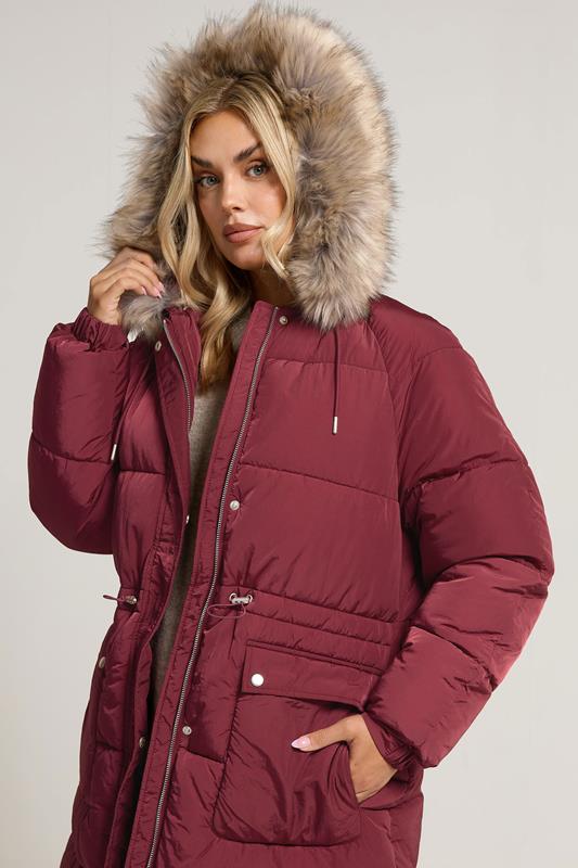 Evans YOURS Curve Red Padded Parka Coat